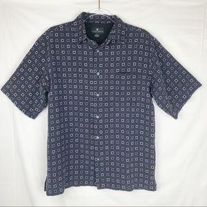 TOSCANO Silk Button Down Retro Graphic Print Shirt size M